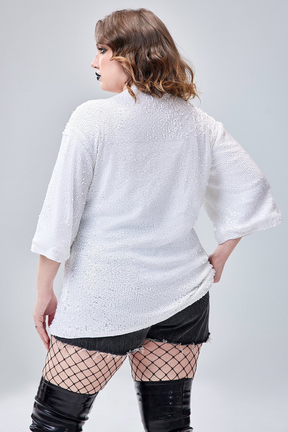 Xpluswear Design Plus Size Casual Halloween Costume White Ghosts Round-Neck Short Sleeve Pattern Sequin T-Shirt [Pre-Order]