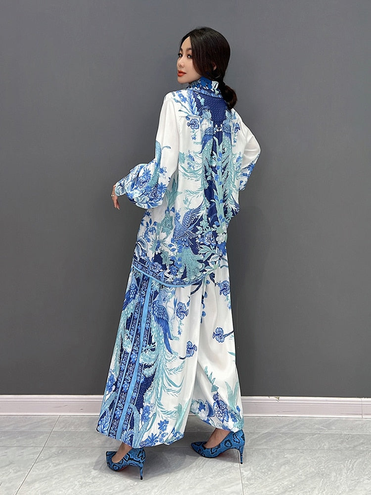 Casual Classy Loose Blouse & Wide Leg Pants 2-Piece Set