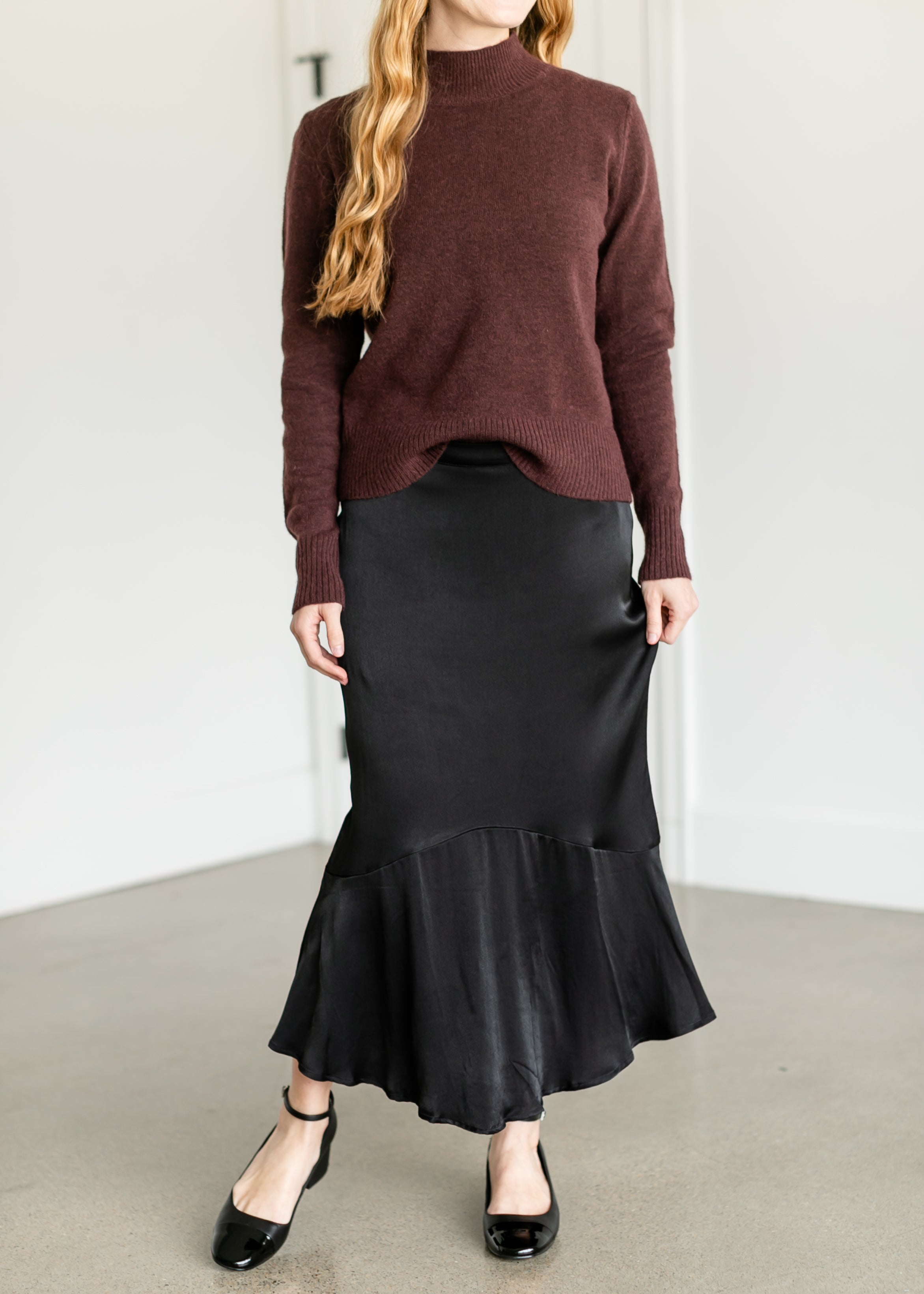 Satin Straight Fit Maxi Skirt