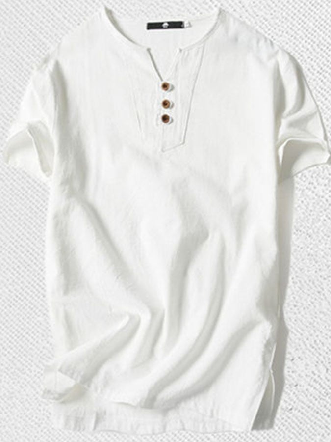 Casual Solid Color V-Neck Short Sleeve Top