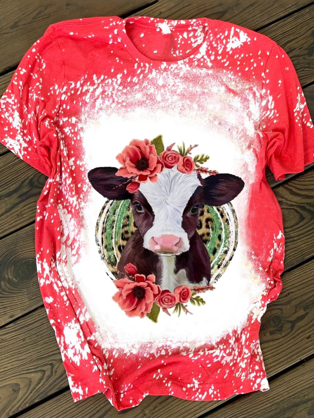 Cow Flower Tie Dye T-Shirt
