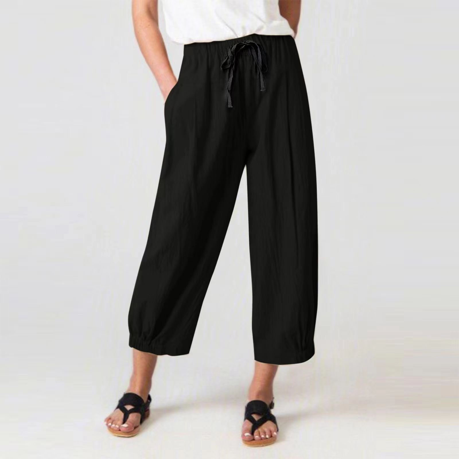 WOMEN'S SUMMER CAPRI WIDE LEG FLOWER PANTS