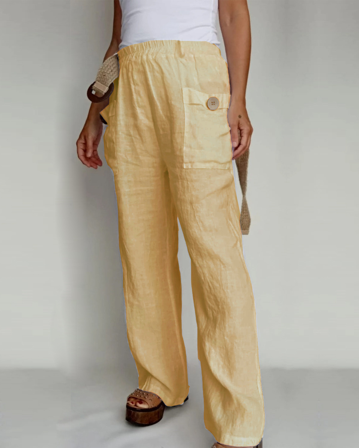Loose cotton and linen casual pants home harem trousers