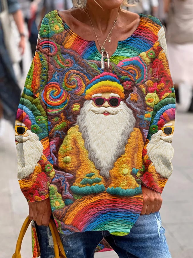 Women's Vintage Santa Claus French Cashmere Knit Top